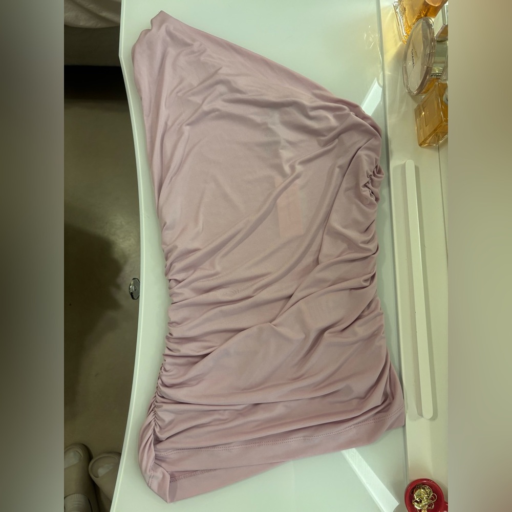 Anthropologie Purple Ruched Asymmetrical Top